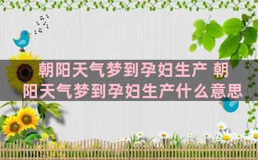 朝阳天气梦到孕妇生产 朝阳天气梦到孕妇生产什么意思